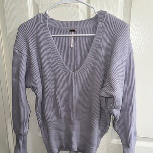 Free People V-Neck Sweater in Purple